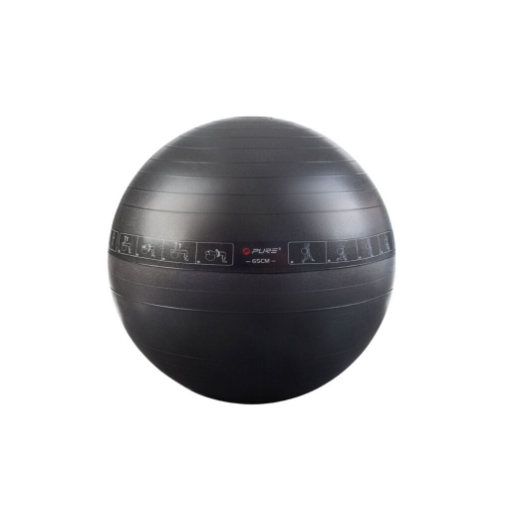 Poza cu MINGE GYM 65 CM NEGRU + POMPA P2I